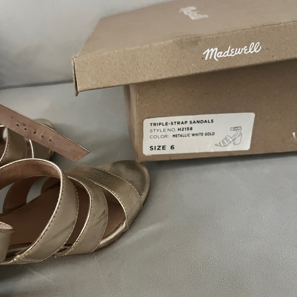 Madewell Three Strap White Gold Sandals - Picture 9 of 9